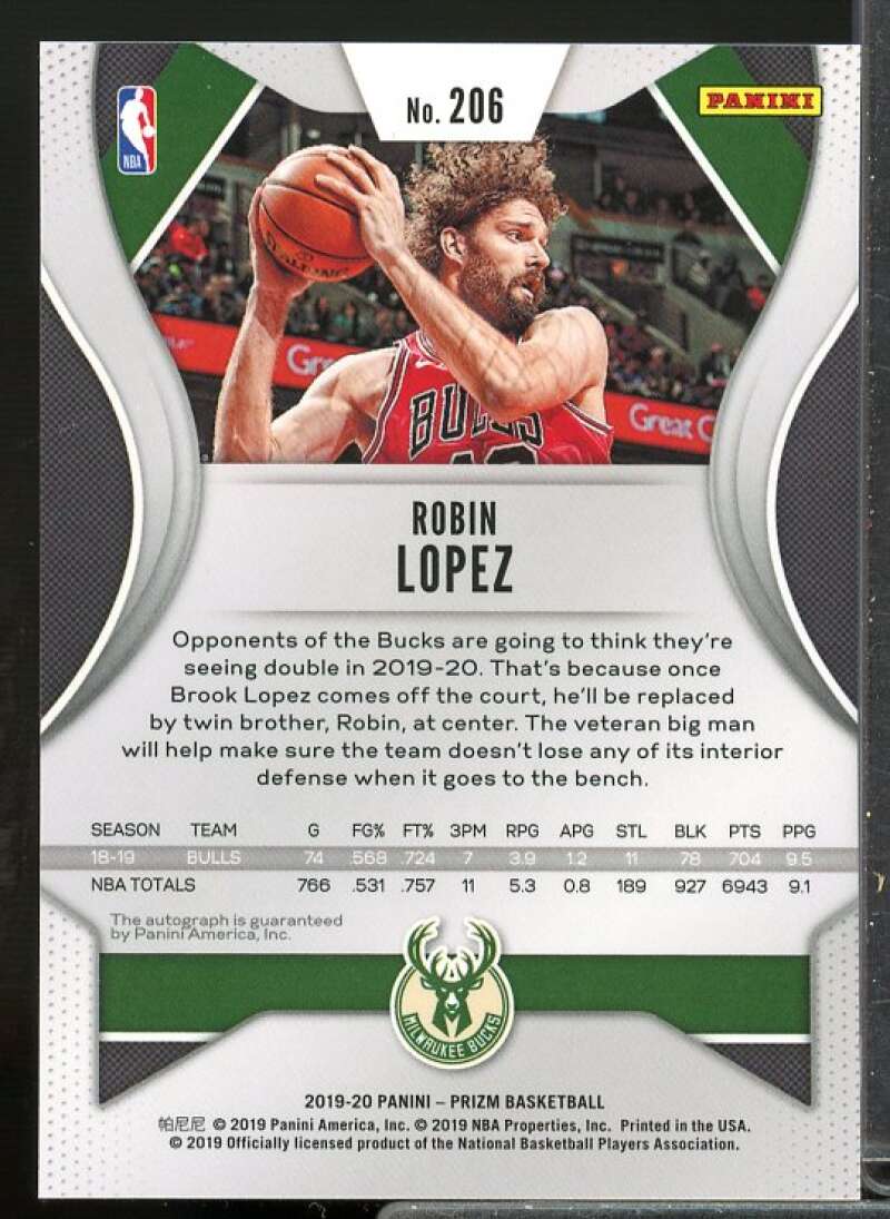 Robin Lopez Card 2019-20 Panini Prizm Signatures #206  Image 2