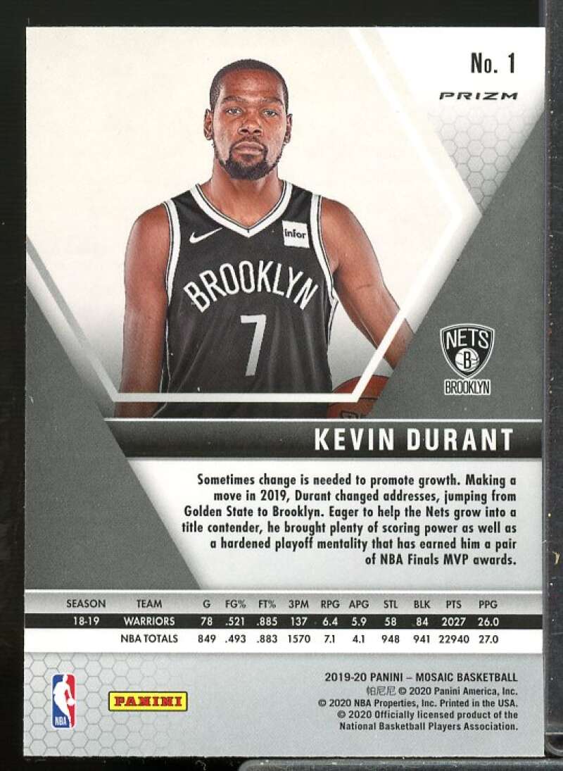 Kevin Durant Card 2019-20 Panini Mosaic Silver #1  Image 2