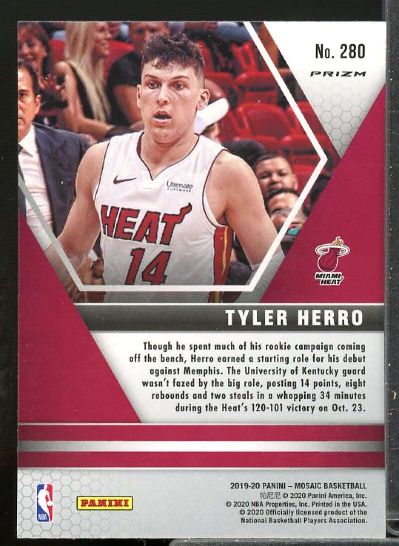 Tyler Herro Rookie Card 2019-20 Panini Mosaic Mosaic Green #280  Image 2