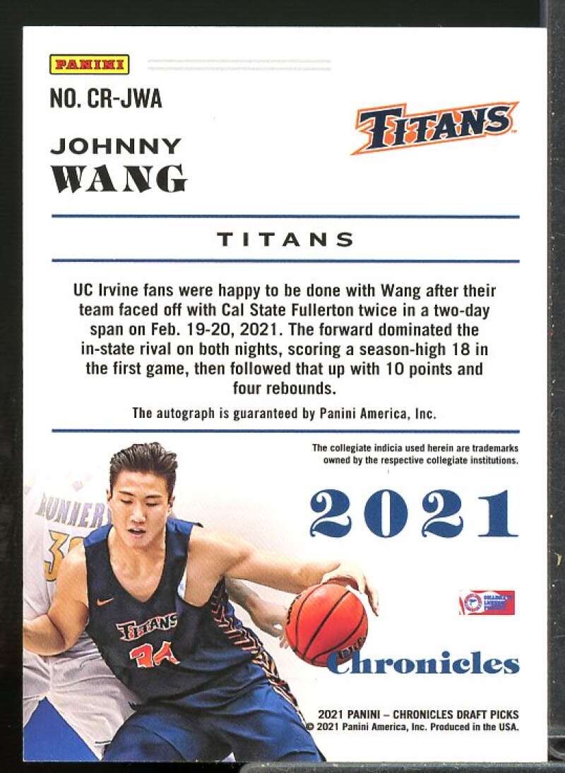 Johnny Wang 2021 Panini Chronicles Draft Picks Chronicles Rookie Signatures #22  Image 2
