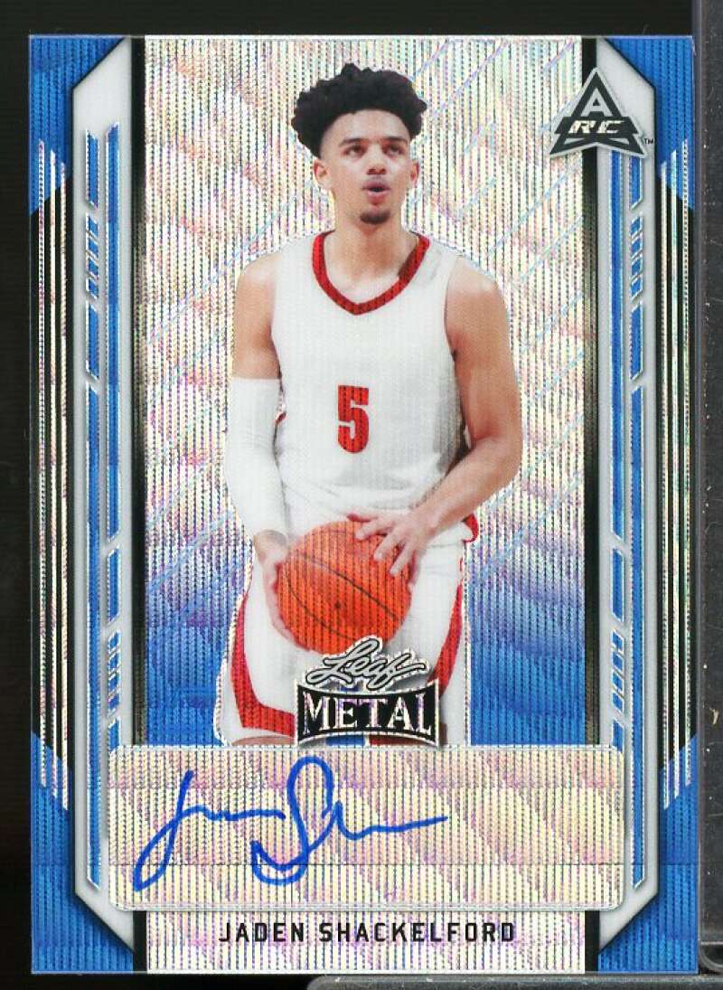 Jaden Shackelford Rookie Card 2021-22 Leaf Metal Blue Wave #BAJS2  Image 1