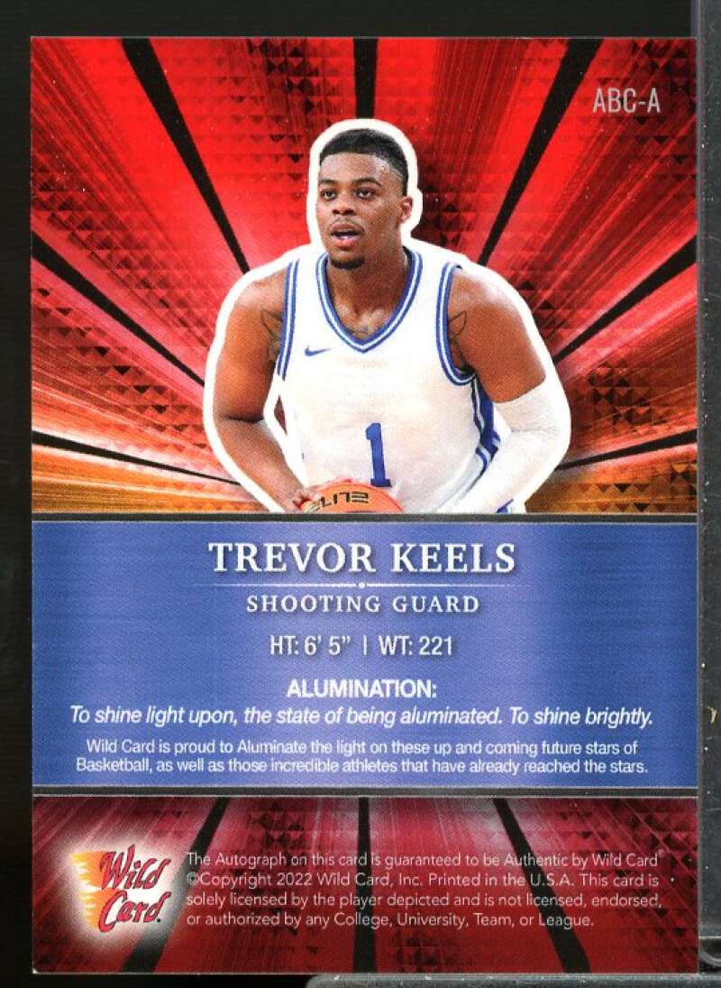 Autograph Rookie Card 2022 Wild Card Alumination Trevor Keels #ABC-A  Image 2