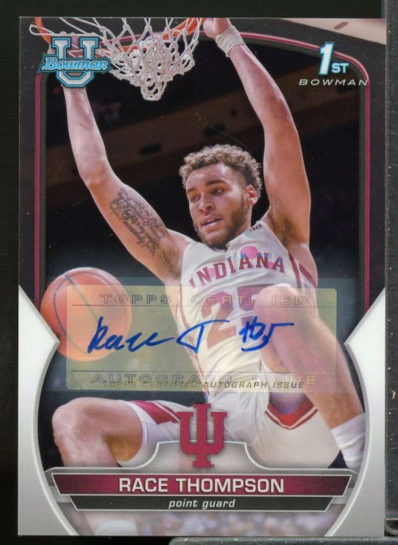 Race Thompson Rookie 2022-23 Bowman Chrome University Prospect Autographs #65  Image 1