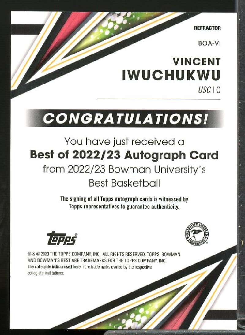 Vincent Iwuchukwu 2022 Bowman's Best University Best of '22 AU Refractor #BOAVI  Image 2
