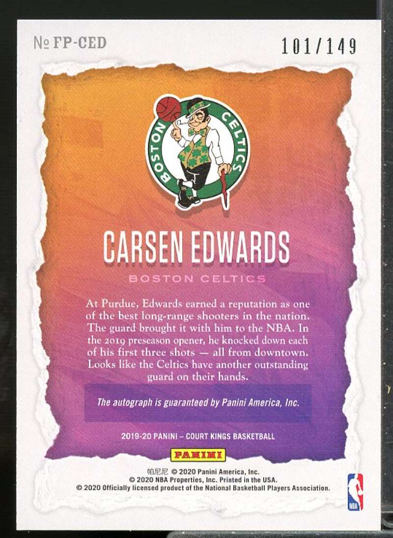Carsen Edwards Rookie Card 2019-20 Court Kings Fresh Paint Autographs #7  Image 2