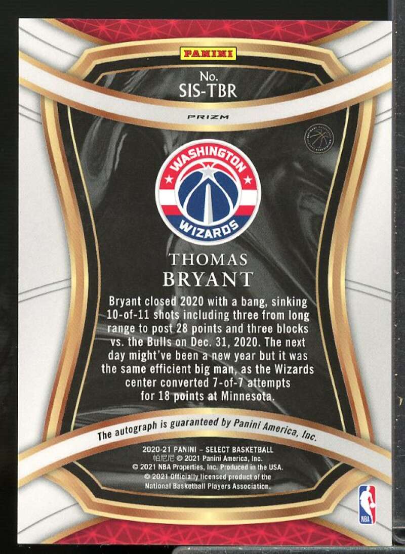 Thomas Bryant Card 2020-21 Select Signature Selections #2  Image 2