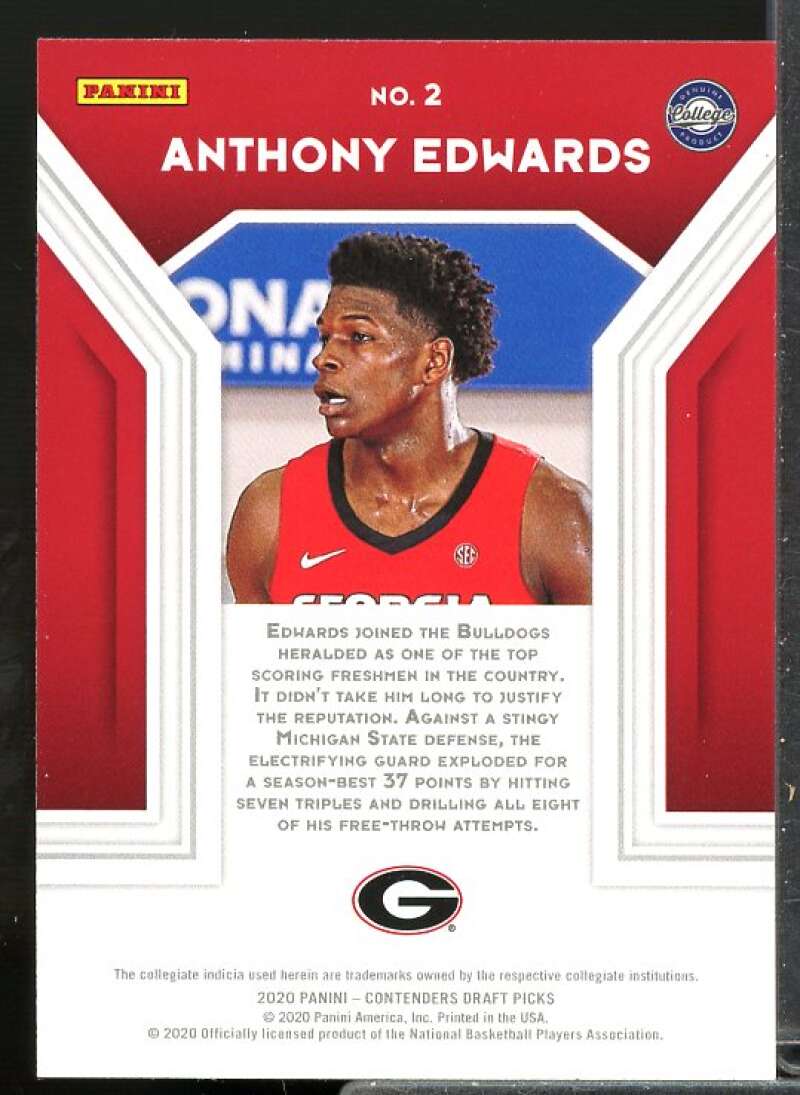 Anthony Edwards Card 2020-21 Contenders Draft Picks Playing the Numbers Game #2  Image 2