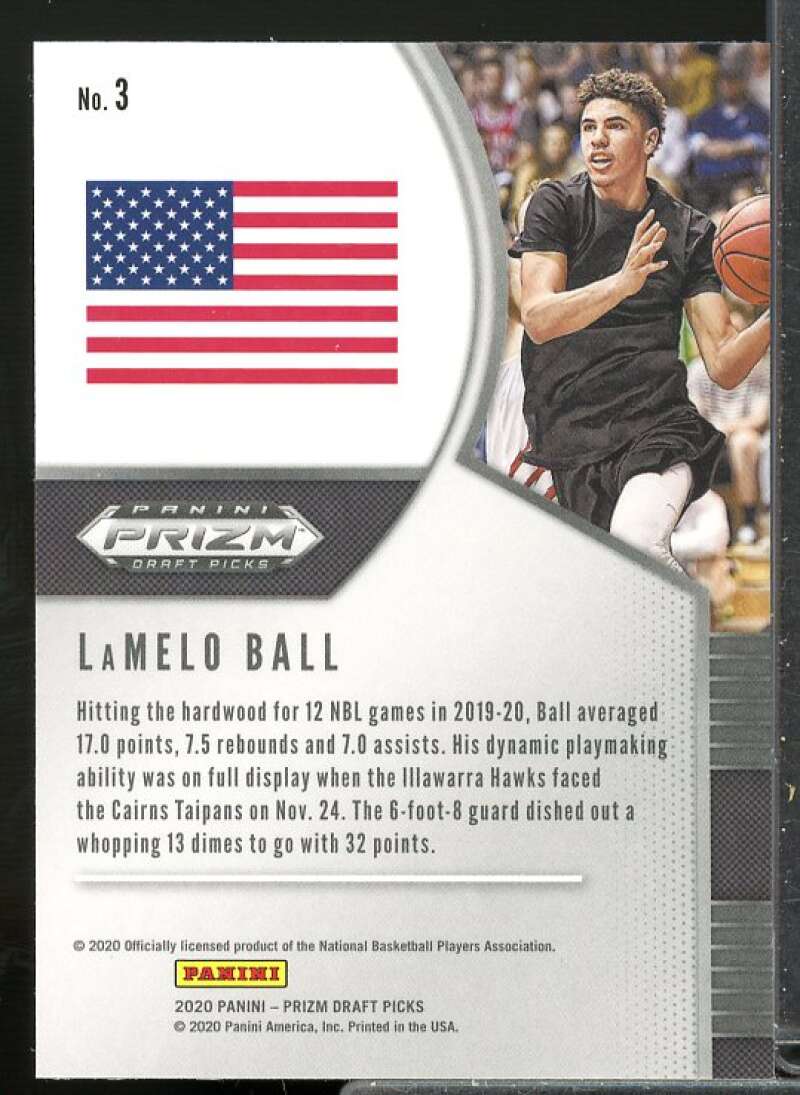 LaMelo Ball Rookie Card 2020-21 Panini Prizm Draft Picks #3  Image 2