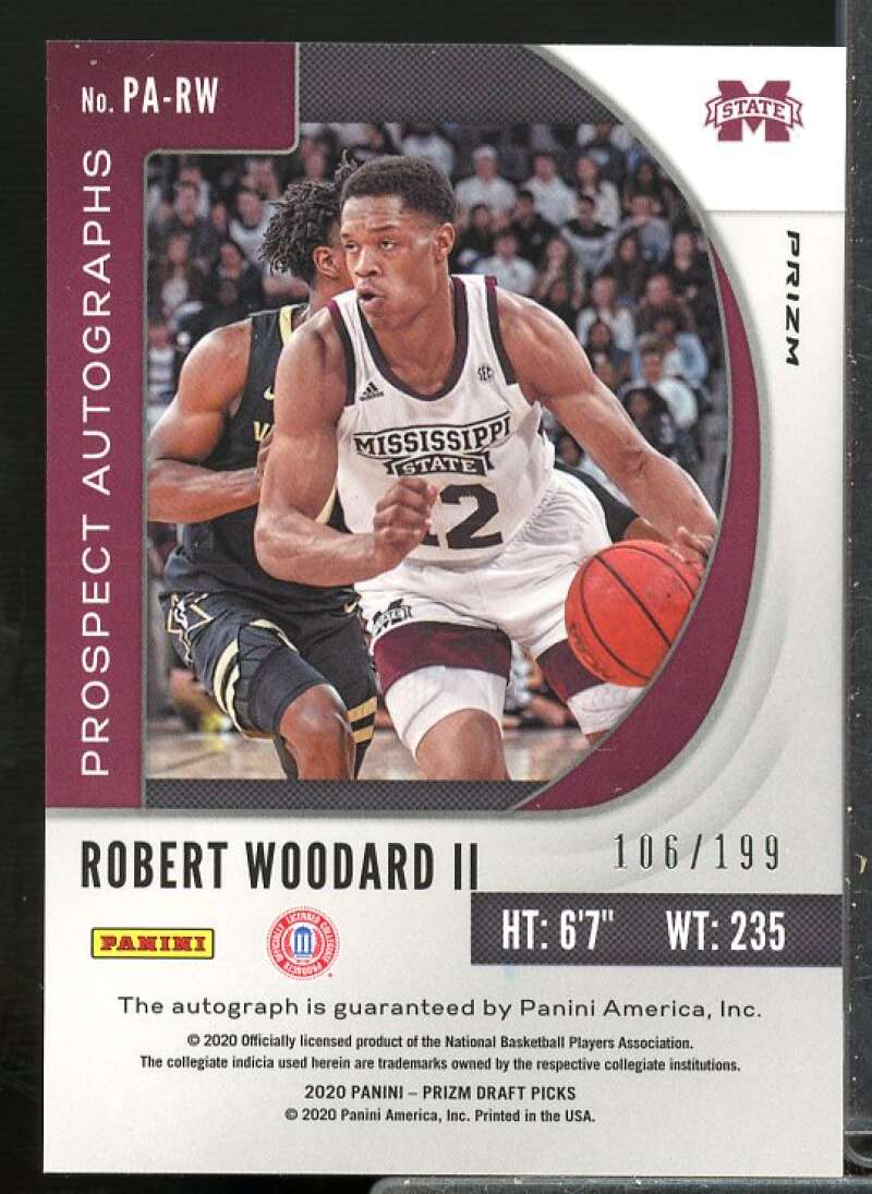 Robert Woodard II 2020-21 Panini Prizm Draft Picks Prospect Autographs Red #23  Image 2