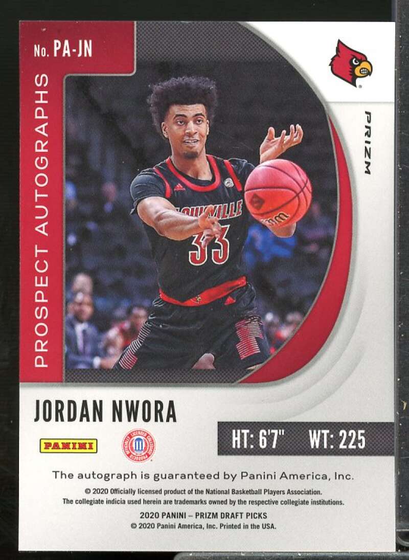 Jordan Nwora 2020-21 Panini Prizm Draft Picks Prospect Autographs Hyper #38  Image 2