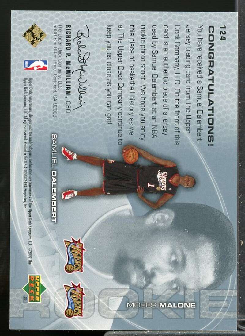 Samuel Dalembert JSY RC/Moses Malone Card 2001-02 Upper Deck Inspirations #124  Image 2