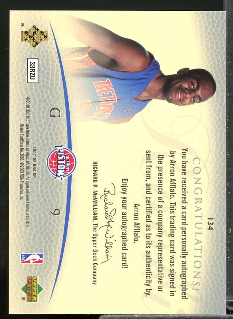 Arron Afflalo JSY AU/599 Rookie Card 2007-08 SP Authentic #134  Image 2