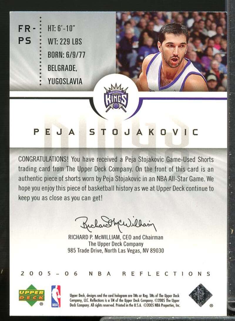 Peja Stojakovic Card 2005-06 Reflections Fabrics #PS  Image 2