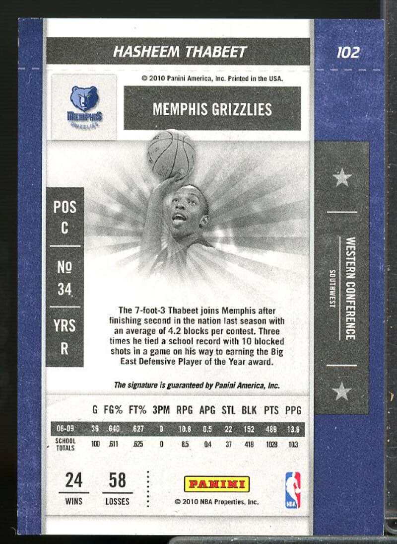 Hasheem Thabeet SP AU Rookie Card 2009-10 Playoff Contenders #102  Image 2