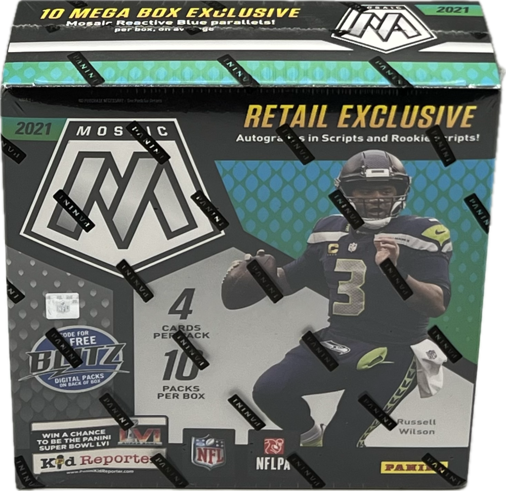 2021 Panini Mosaic Football Mega Box (Reactive Blue Parallels!) Image 1
