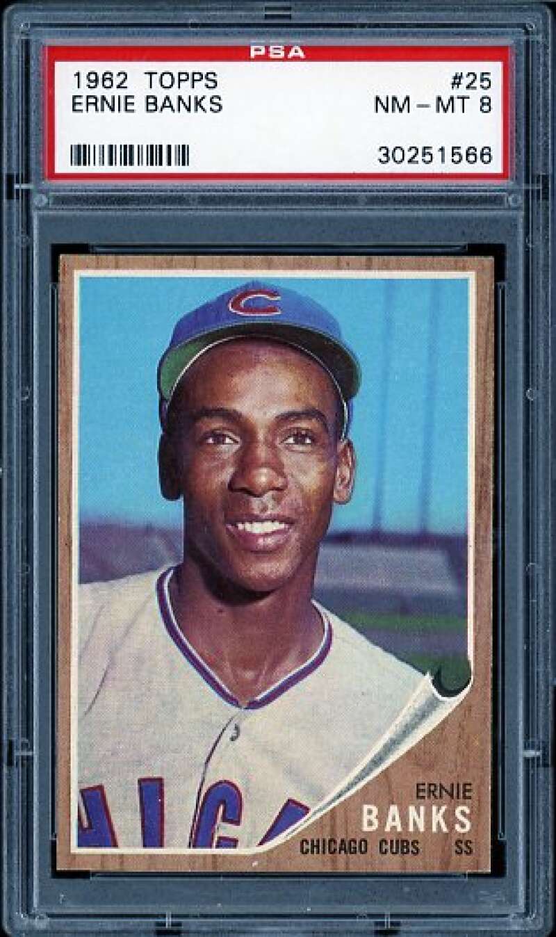Ernie Banks Card 1962 Topps #25 PSA 8 Image 1