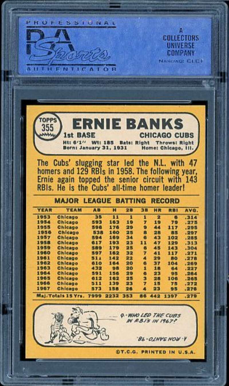 Ernie Banks Card 1968 Topps #355 PSA 9 Image 2