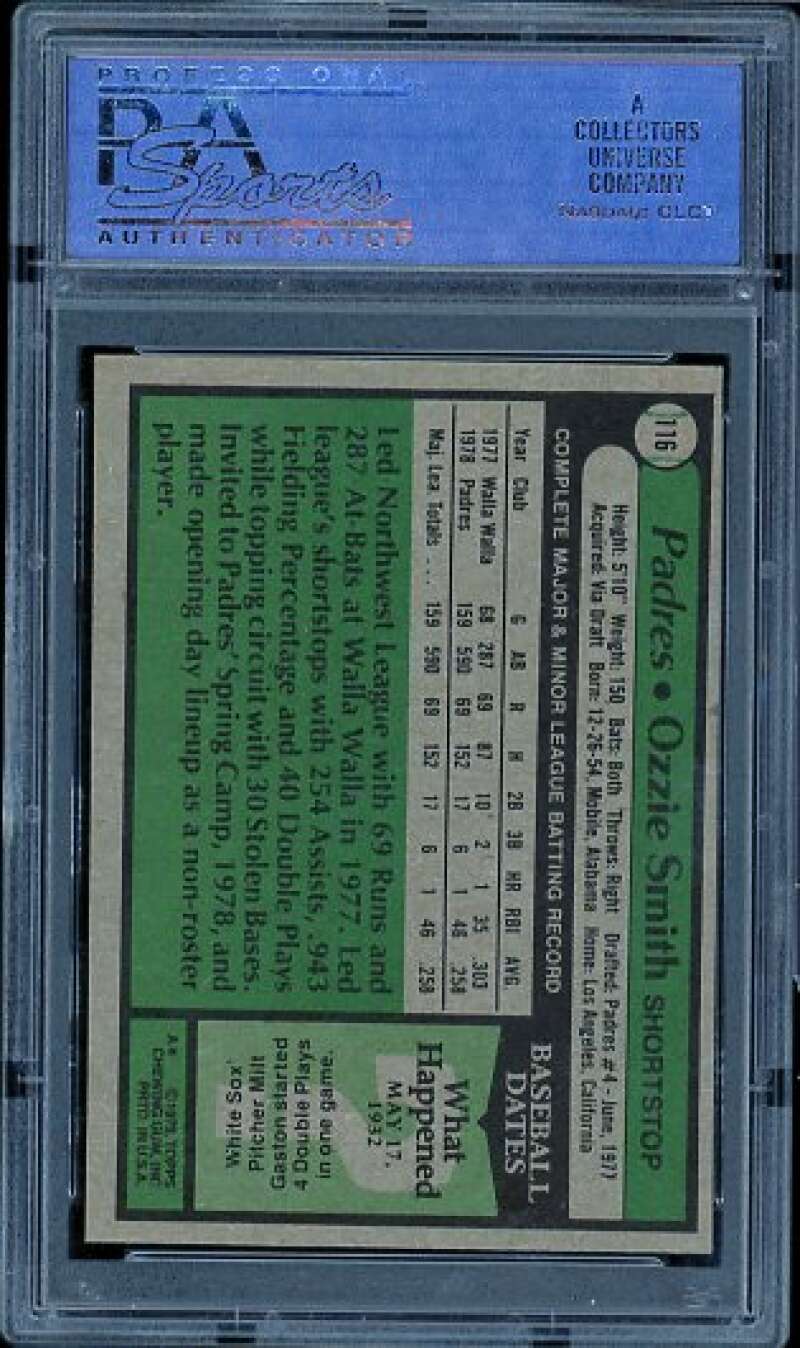 Ozzie Smith Rookie Card 1979 Topps #116 PSA 8 Image 2
