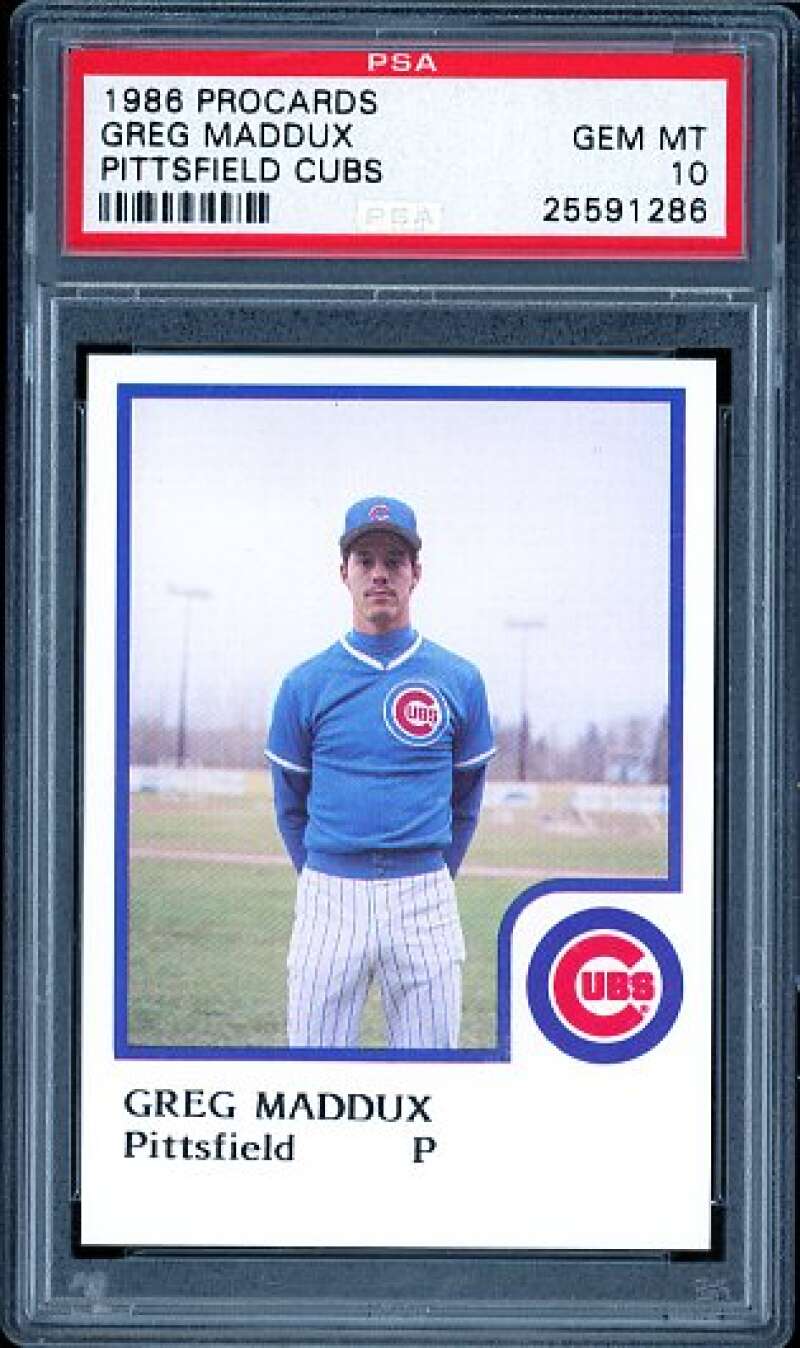 Greg Maddux Rookie Card 1986 Procards Minor League #nno PSA 10 Image 1