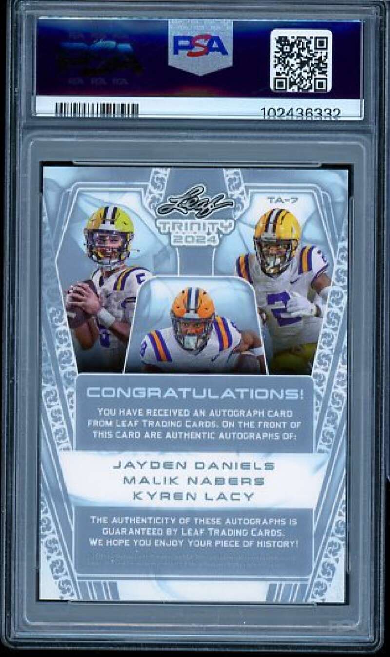 Jayden Daniels Rookie /Malik Nabers/ Lacy 2024 Leaf Trinity (pop 1) #TA7 PSA 9 Image 2