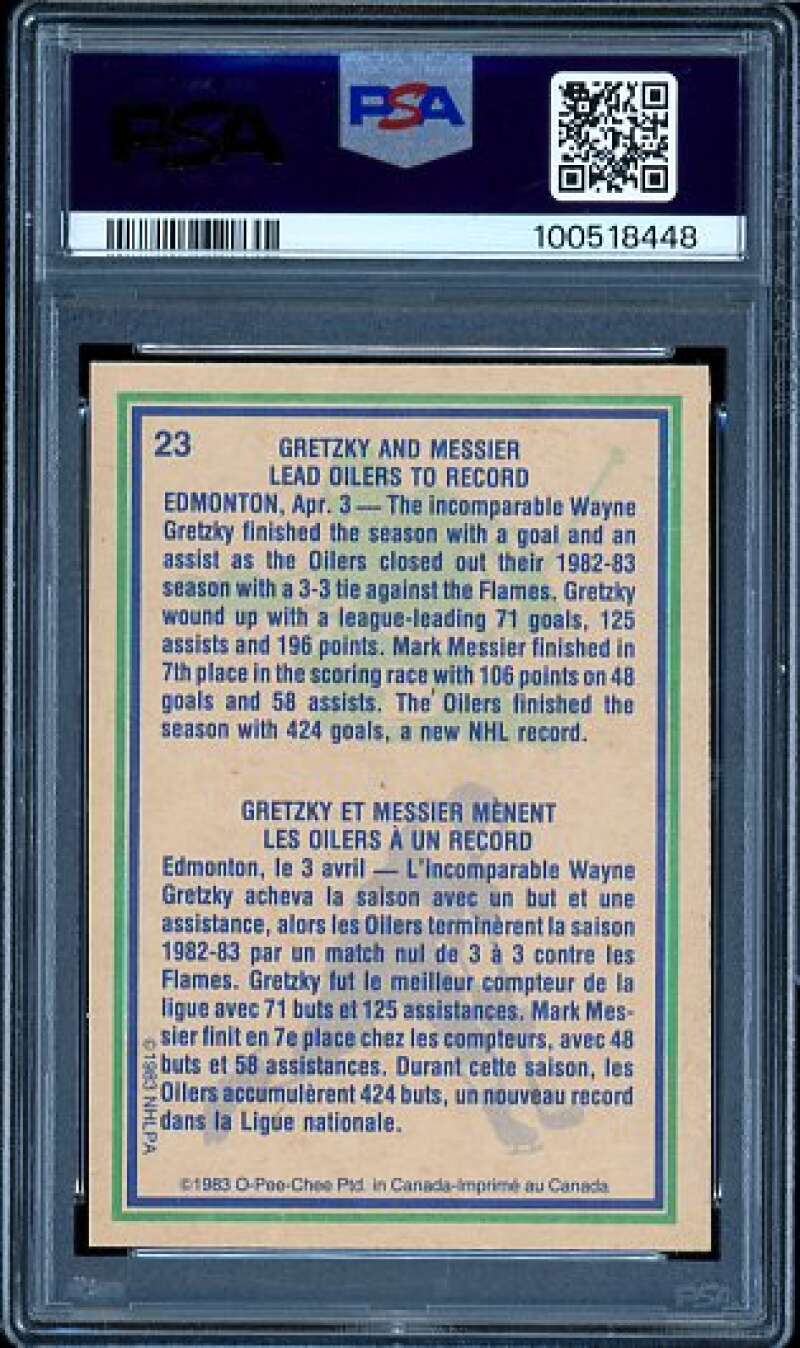 Wayne Gretzky / Mark Messier Card 1983-84 O-Pee-Chee #23 PSA 8 Image 2