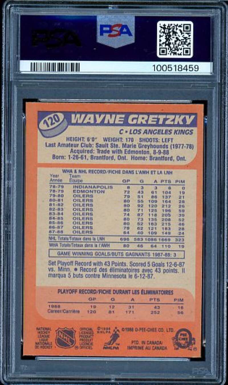 Wayne Gretzky Card 1988-89 O-Pee-Chee #120 PSA 9 Image 2