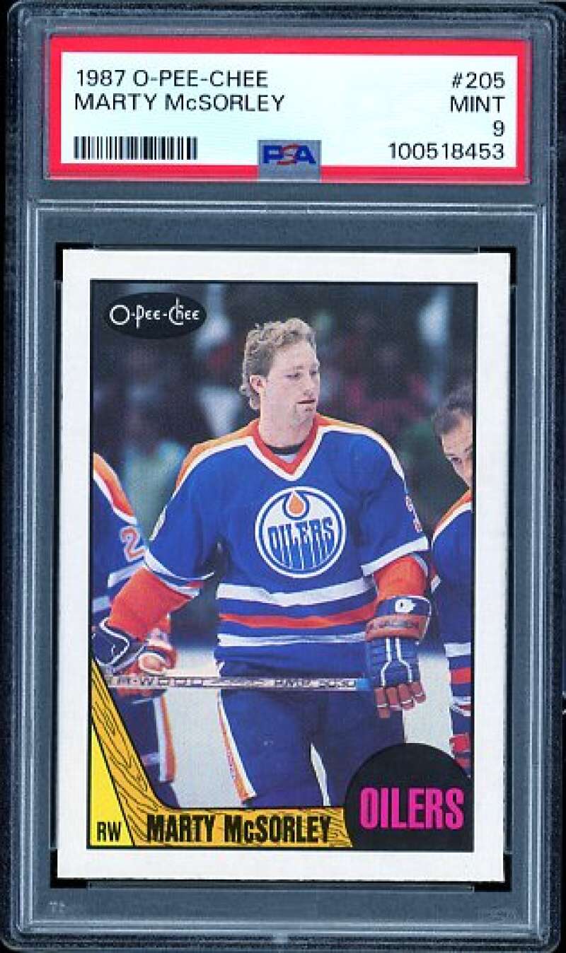 Marty Mcsorley Rookie Card 1987-88 O-Pee-Chee #205 PSA 9 Image 1