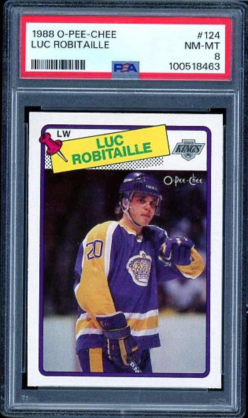 Luc Robitaille Card 1988-89 O-Pee-Chee #124 PSA 8 Image 1