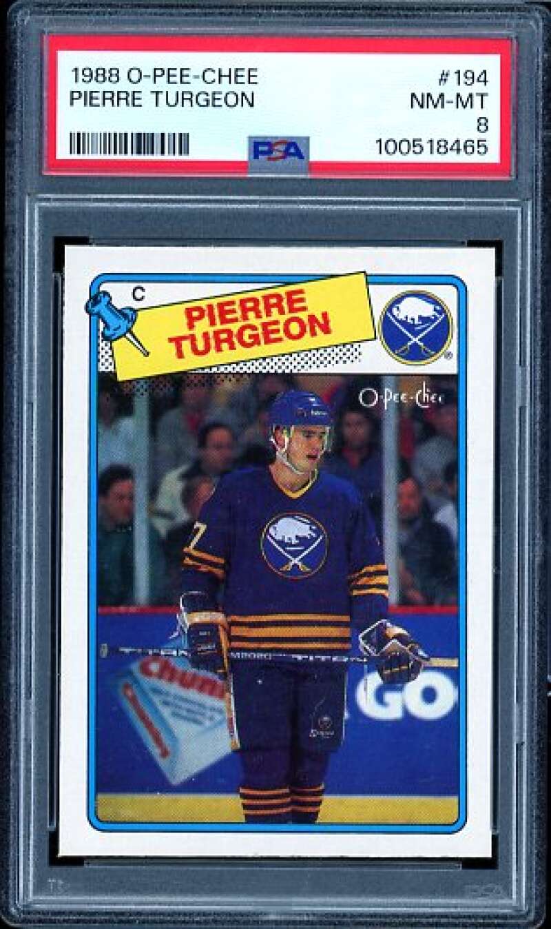 Pierre Turgeon Rookie Card 1988-89 O-Pee-Chee #194 PSA 8 Image 1