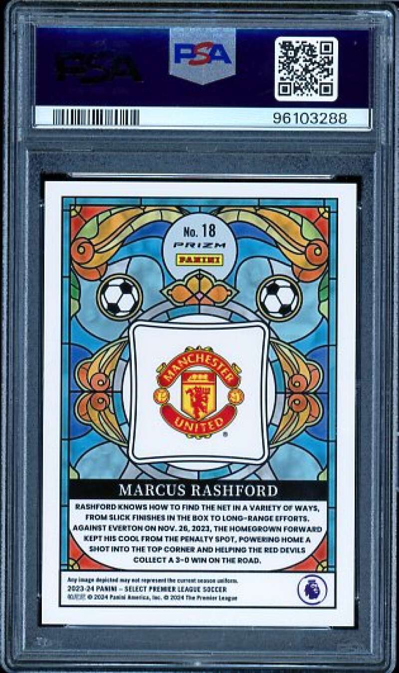 Marcus Rashford Card 2023-24 Select P/L Stained Glass #18 PSA 6 Image 2