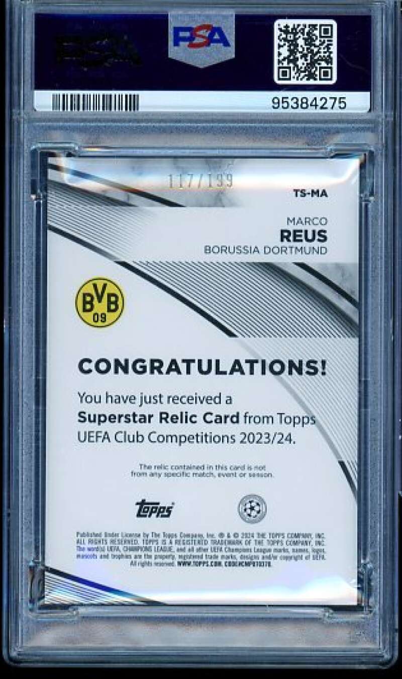 Marco Reus 2023-24 Topps UEFA CC Superstar NN Green Foil (pop 1) #TSMA PSA 9 Image 2