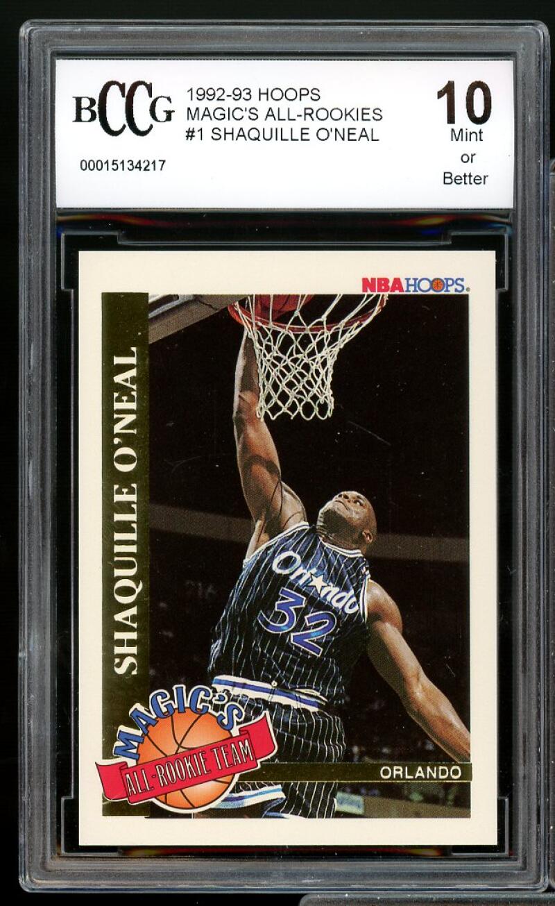 1992-93 Hoops Magic's All-Rookies #1 Shaquille O'Neal Rookie BGS BCCG 10 Mint+ Image 1
