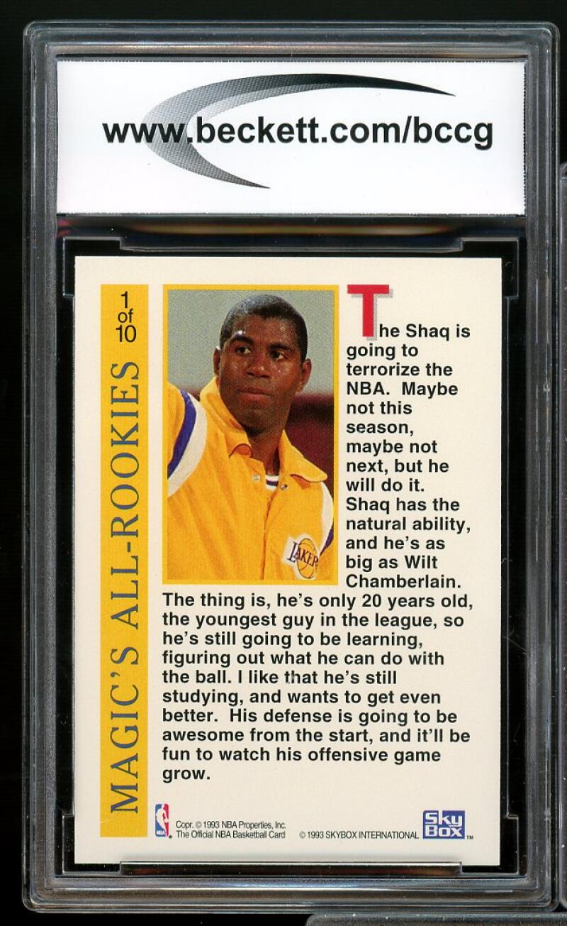 1992-93 Hoops Magic's All-Rookies #1 Shaquille O'Neal Rookie BGS BCCG 10 Mint+ Image 2