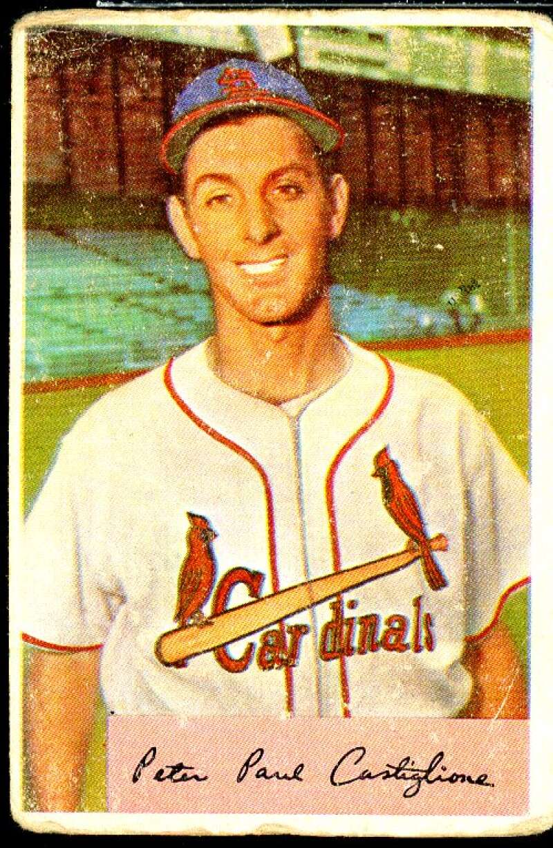 Pete Castiglione/.970/.959 Fielding Avg. Card 1954 Bowman #174B  Image 1