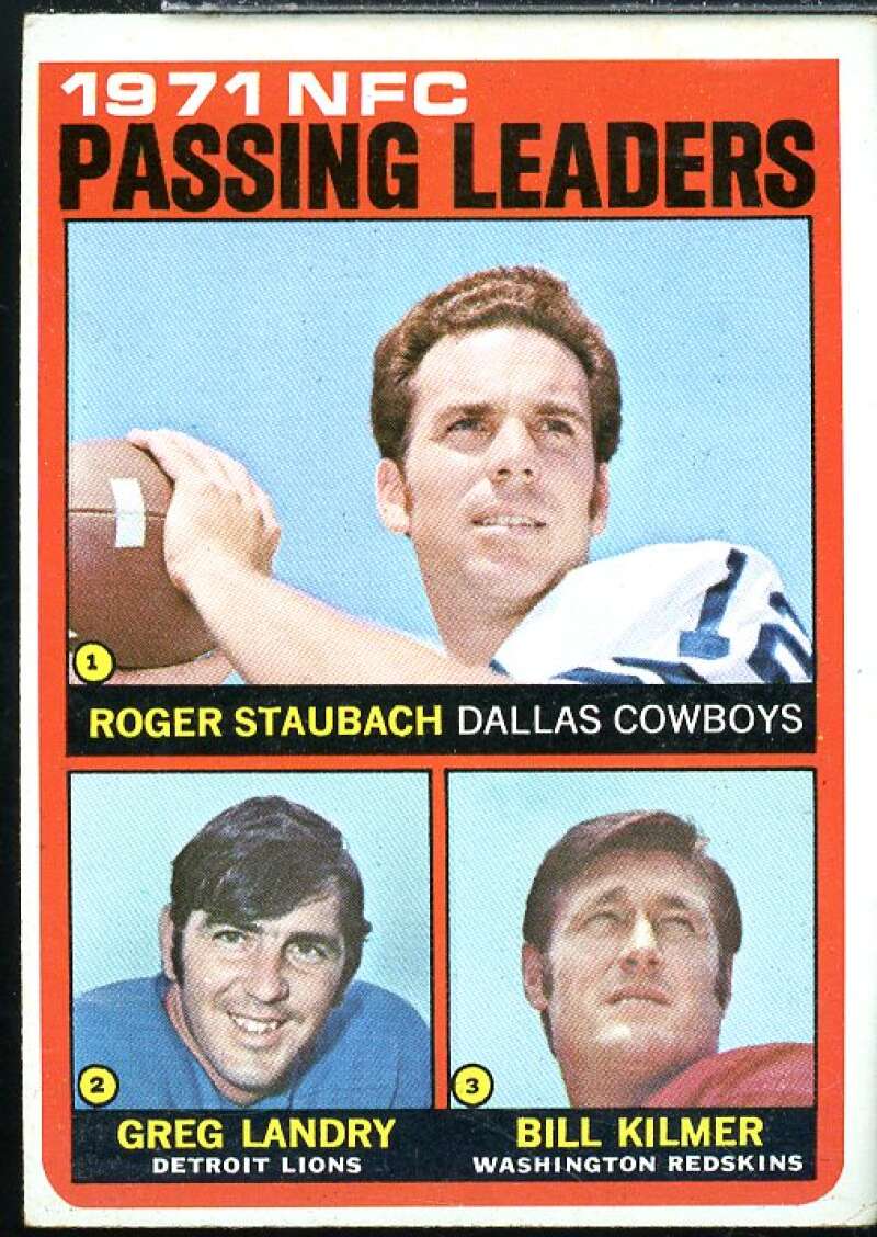 NFC Passing Leaders/Roger Staubach/Greg Landry/Bill Kilmer Card 1972 Topps #4  Image 1