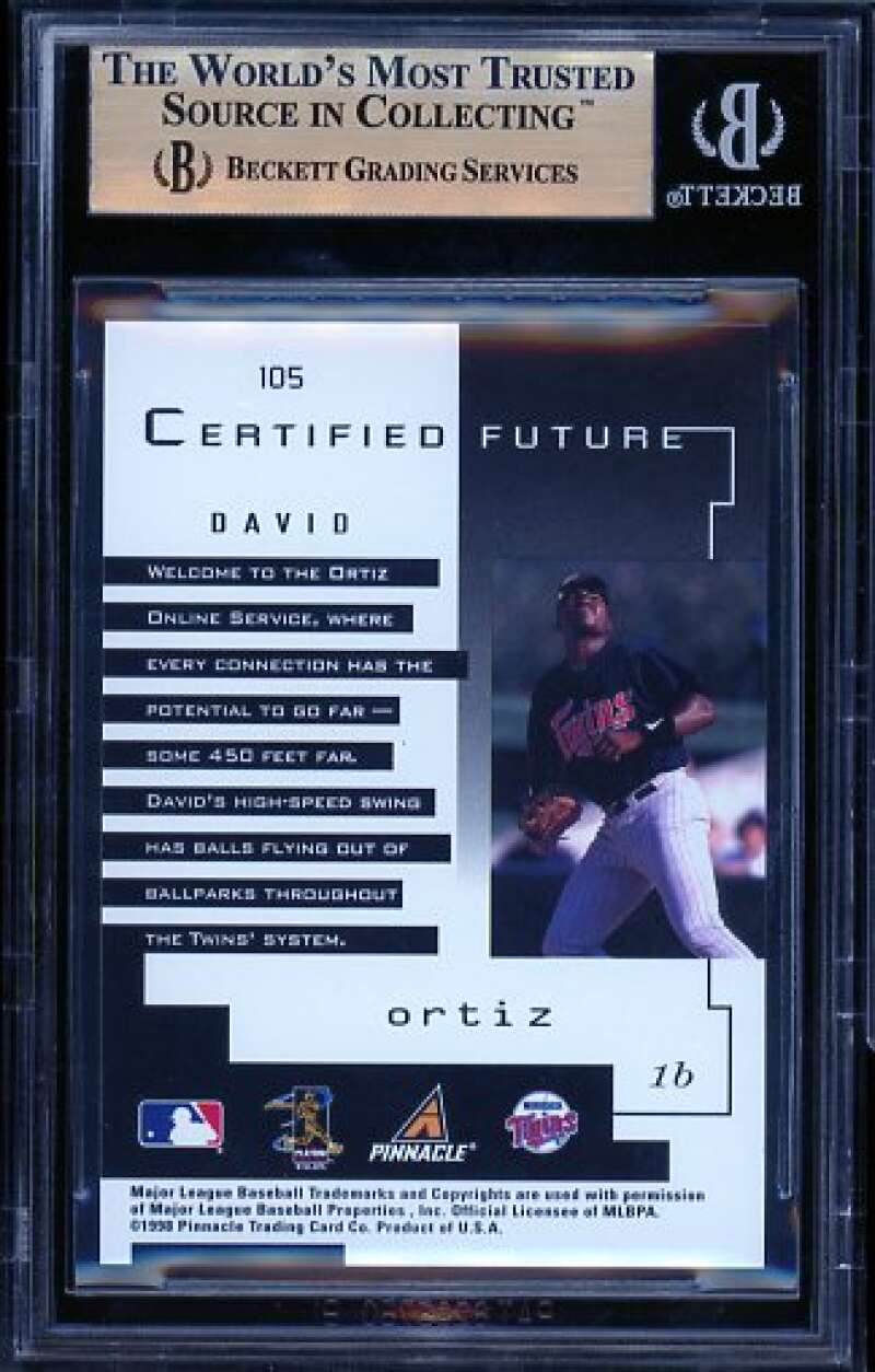 David Ortiz Rookie Card 1998 Pinnacle Certified Test Issue #105 BGS 9.5 Image 2