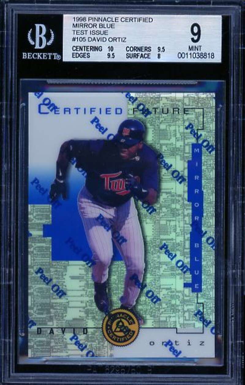 David Ortiz Rookie 1998 Pinnacle Certified Mirror Blue Test Issue #105 BGS 9 Image 1