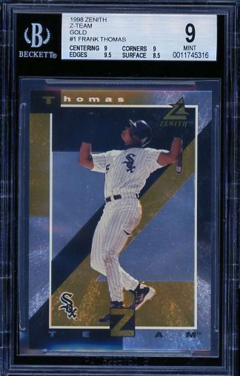 Frank Thomas Card 1998 Zenith Z-Team Gold #1 (pop 1) BGS 9 Image 1