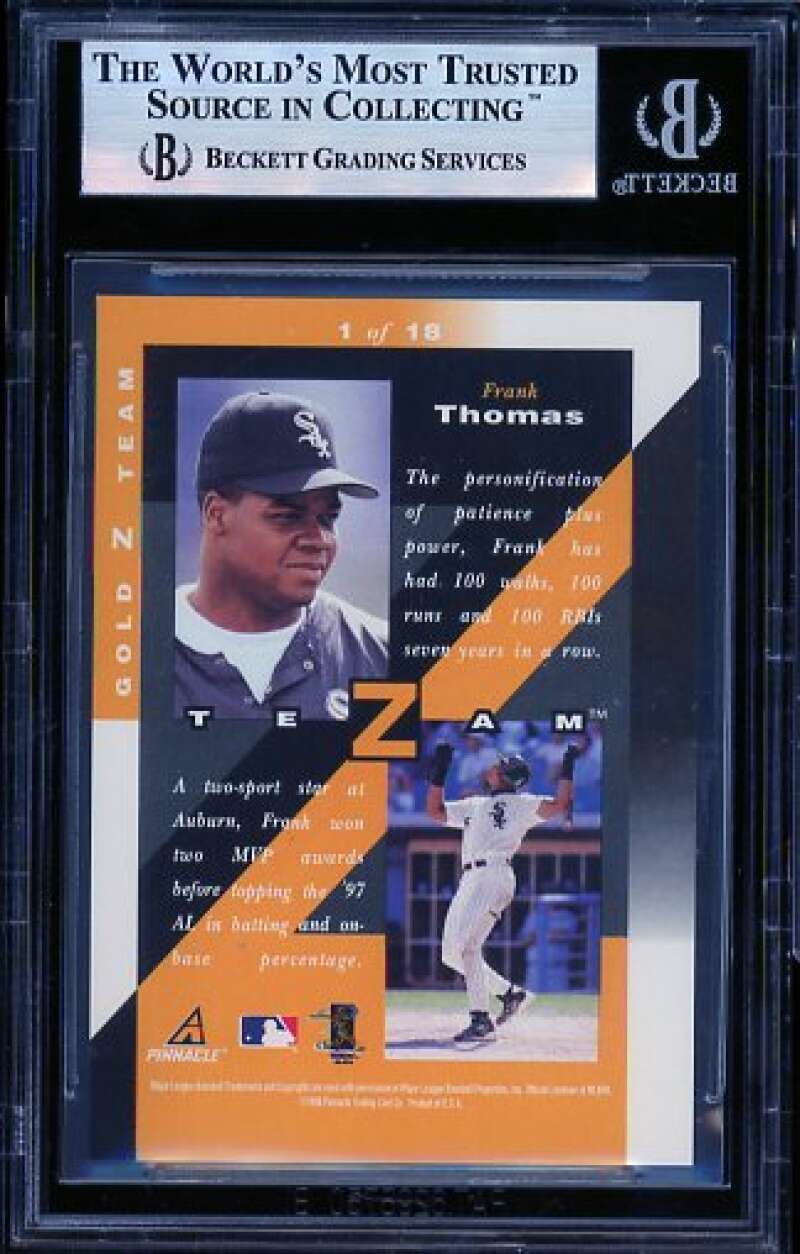 Frank Thomas Card 1998 Zenith Z-Team Gold #1 (pop 1) BGS 9 Image 2