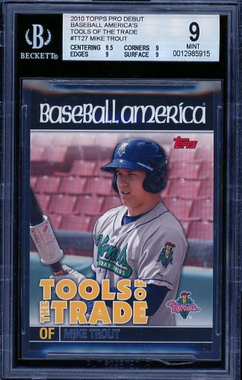 Mike Trout Rookie Card 2010 Topps Pro Debut Tools Of The Trade #TT27 BGS 9 Image 1