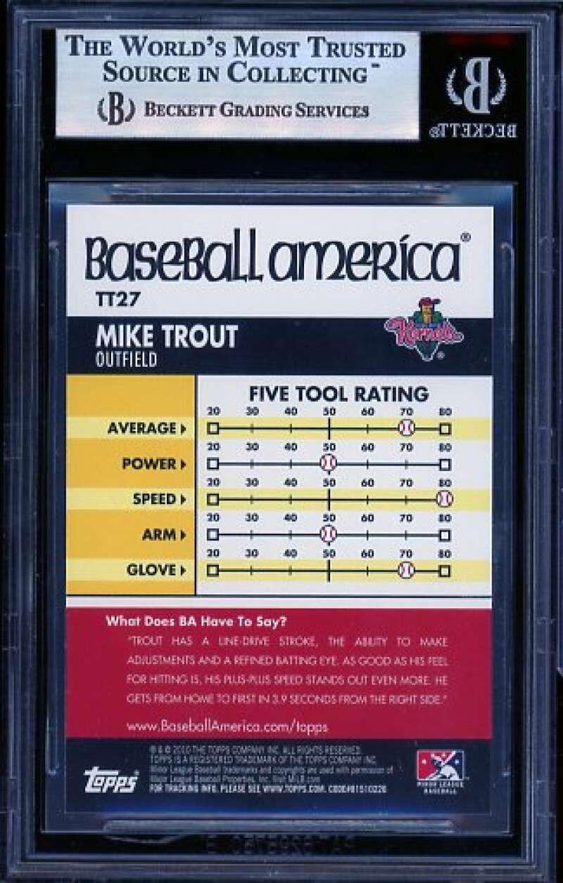 Mike Trout Rookie Card 2010 Topps Pro Debut Tools Of The Trade #TT27 BGS 9 Image 2