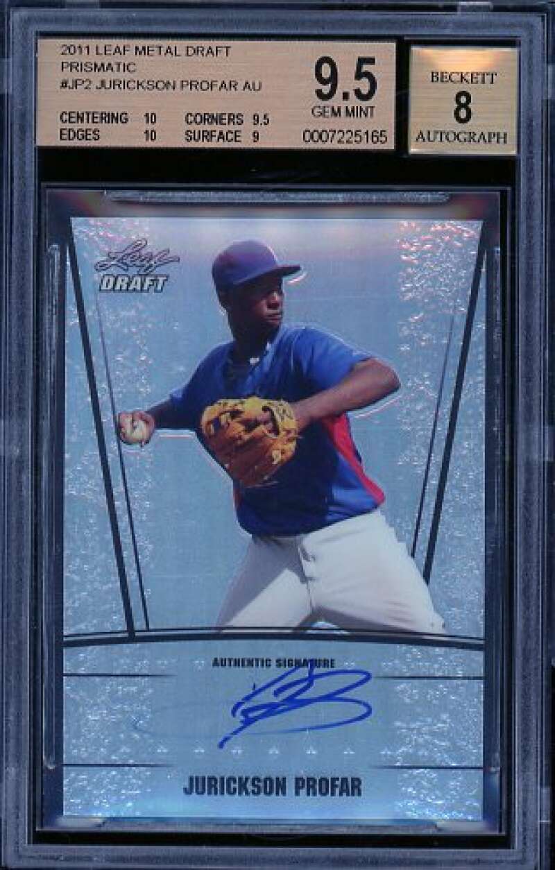 Jurickson Profar Rookie Card 2011 Leaf Metal Draft Prismatic #Jp2 BGS 9.5 Image 1