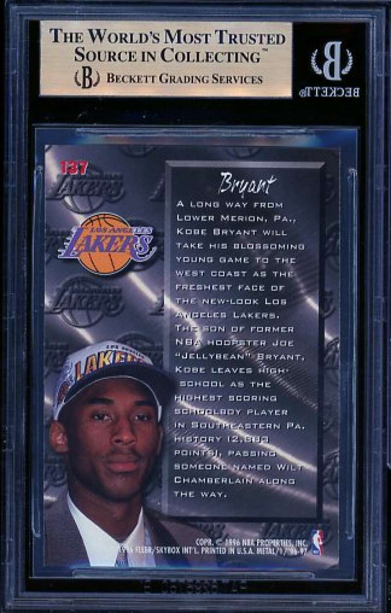Kobe Bryant Rookie Card 1996-97 Metal Fresh Foundation #137 BGS 9.5 Image 2