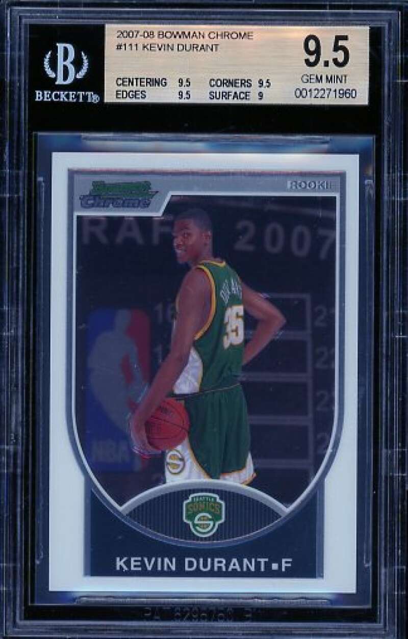 Kevin Durant Rookie Card 2007-08 Bowman Chrome #111 BGS 9.5 Image 1