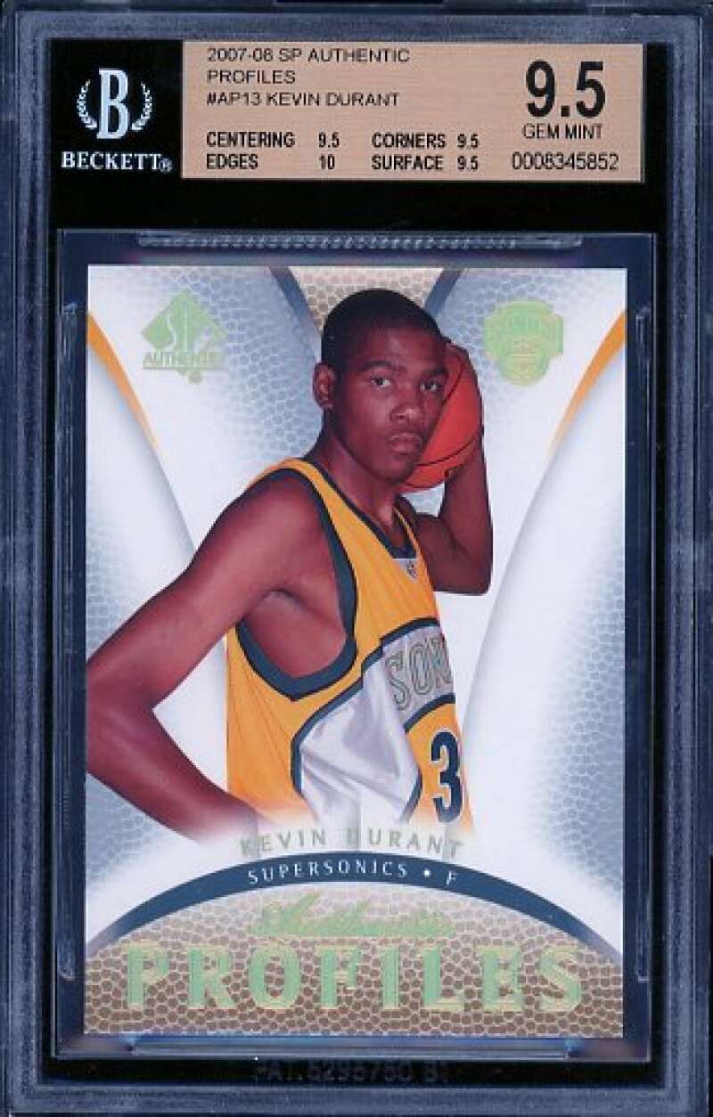 Kevin Durant Rookie Card 2007-08 SP Authentic Profiles #AP-13 BGS 9.5 Image 1