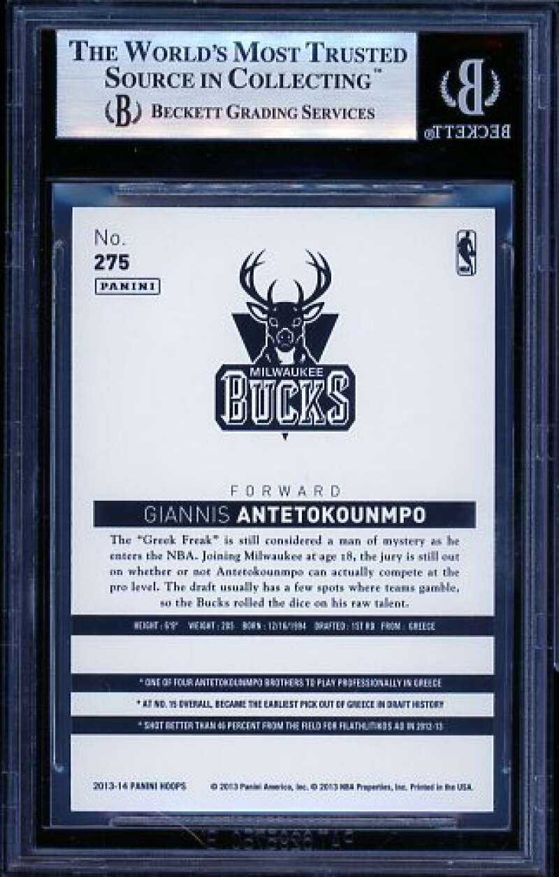 Giannis Antetokounmpo Rookie Card 2013-14 Hoops Gold #275 BGS 9 Image 2