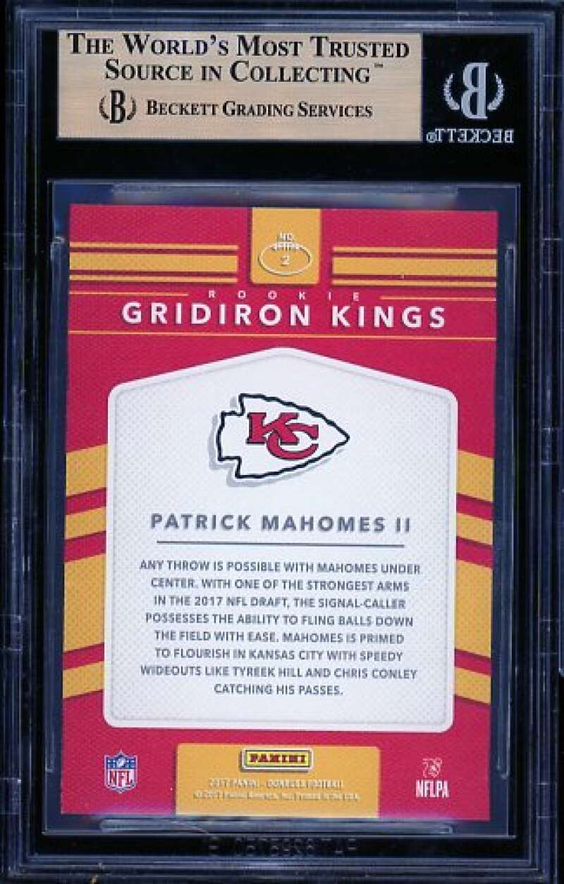 Patrick Mahomes Rookie Card 2017 Donruss Gridiron Kings #2 BGS 9.5 Image 2