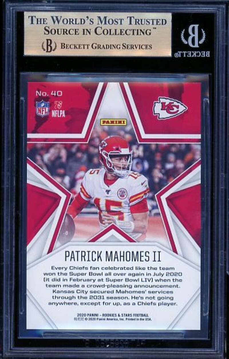 Patrick Mahomes II Card 2020 Rookies Stars Platinum (serial 1 of 1) #40 BGS 9.5 Image 2