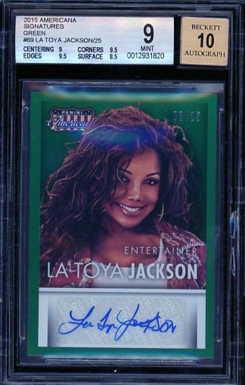 La Toya Jackson Card 2015 Americana Signatures Green (8 of 25) #69 BGS 9 Image 1