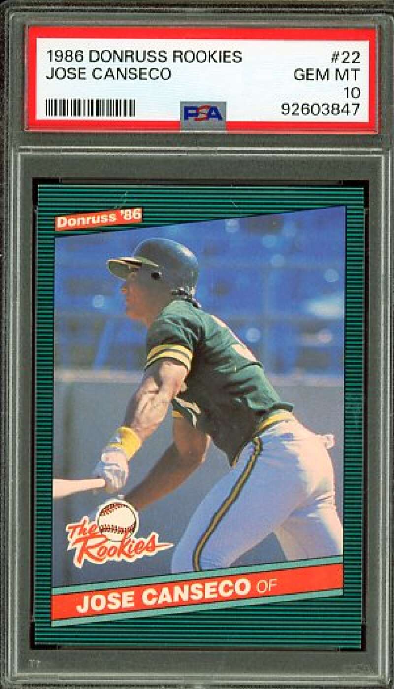Jose Canseco Rookie Card 1986 Donruss Rookies #22 PSA 10 Image 1